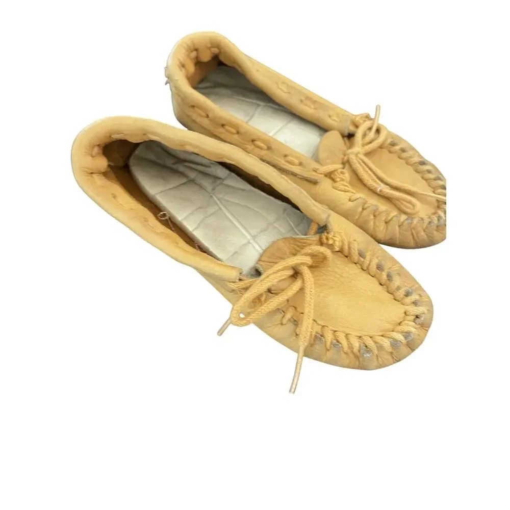 Vintage Handmade deer skin Moccasins Child/Toddler Leather 7.5” long very soft